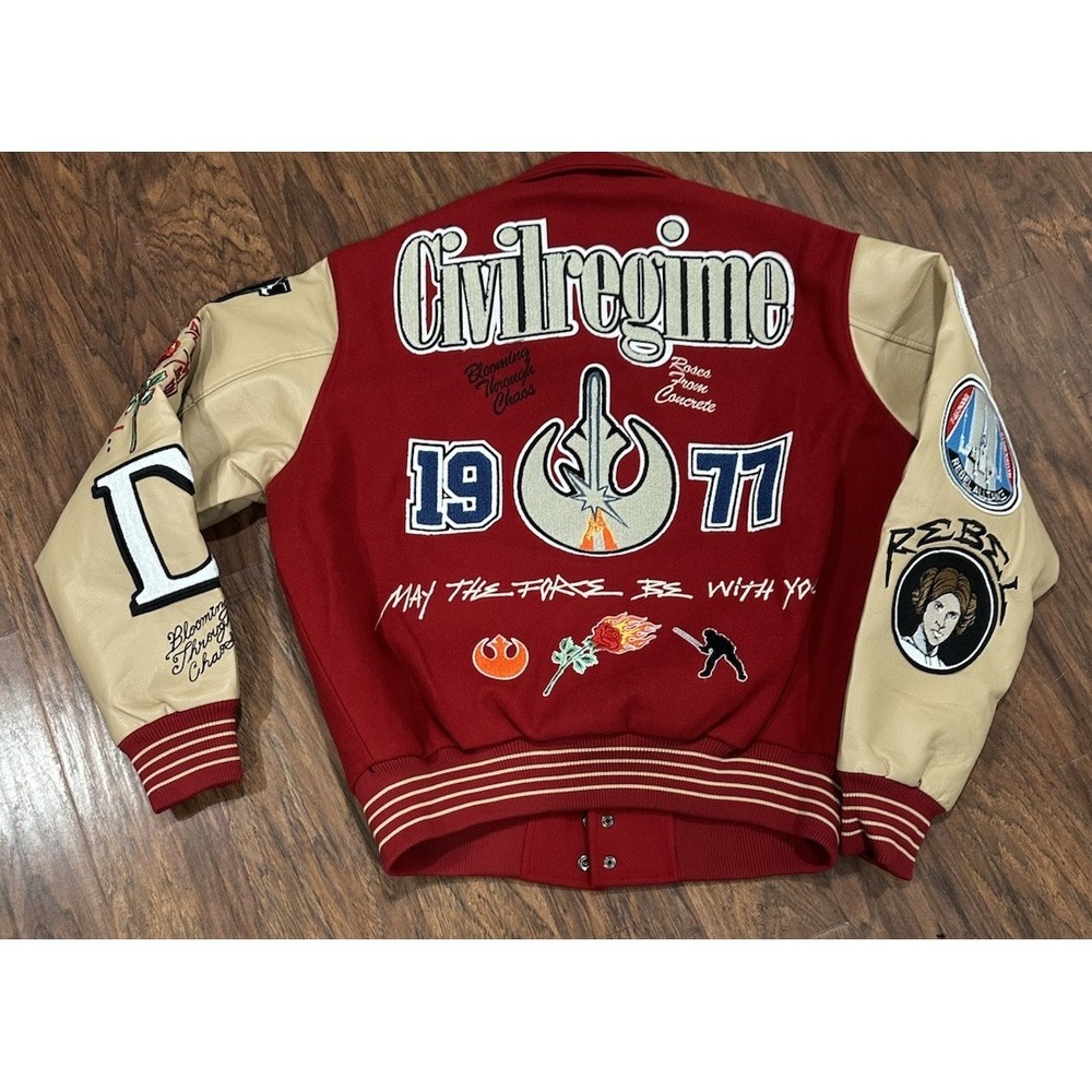 Civil Regime Star Wars Rebellion Collared Letterman Jacket Mens Size Large